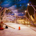 Didgeridoo Player on the Helix Bridge in Singapore