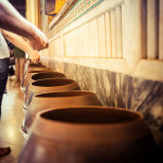 Thai Buddhist Temple Offering Pots