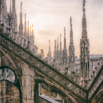 Walking on the roof of Il Duomo in Milan not too far away from sunset.